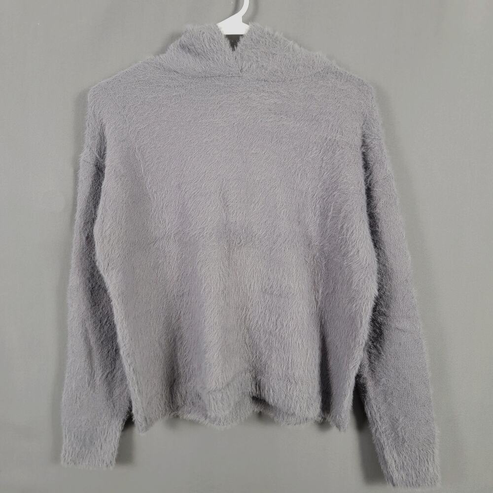 Philosophy Republic Clothing Silvered Blue Fuzzy Hooded Sweater NWT Soft Small